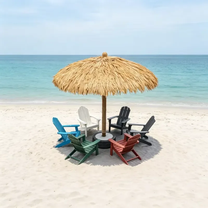 Prefabricated Spire PE Rattan Thatched Umbrella Garden Decorative Beach Parasol Straw Garden Umbrella