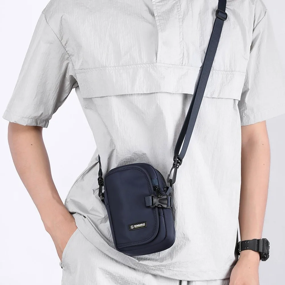 

Повседневная мужская сумка через плечо с несколькими карманами, большая вместительная сумка для хранения телефона, квадратная многофункциональная маленькая сумка на плечо для пешего туризма