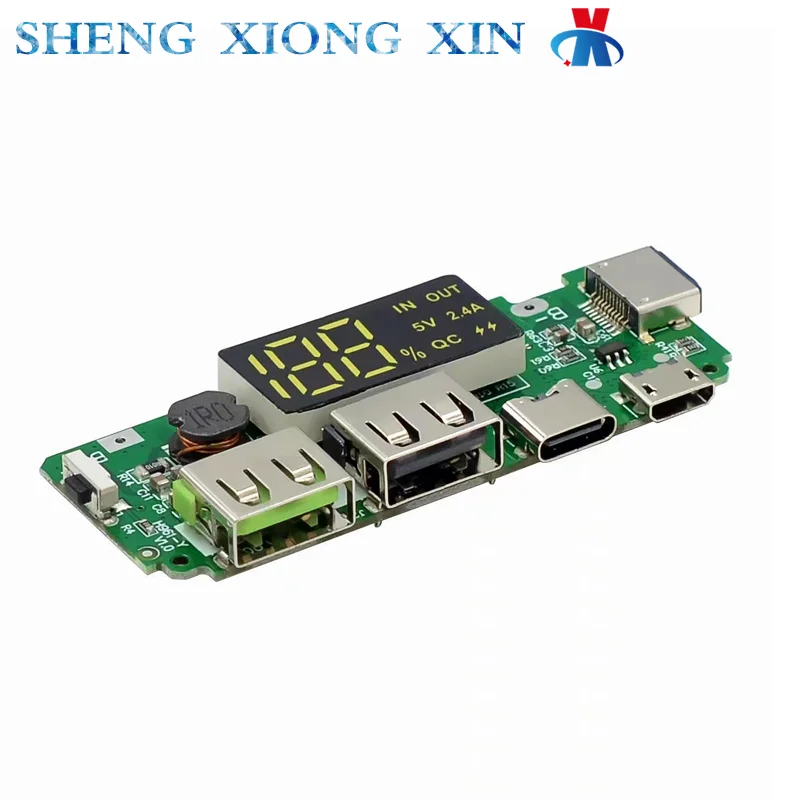 

5pcs/Lot 5V2A /5V2.4A Dual USB/Type-C /Micro Mobile Power 18650 Li-Ion Battery Digital Display Charging Module Charger Board