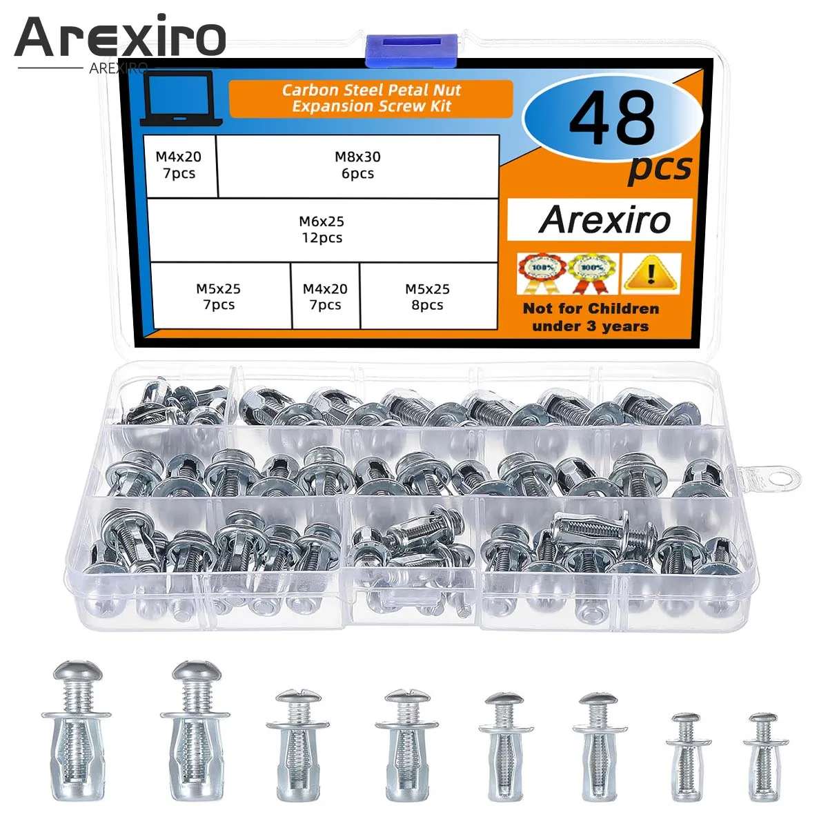 

48/90 шт. распорных винтов из углеродистой стали M4 M5 M6 M8 с гайками-лепестками, тонкие крепежные штифты с винтами, подходят для жестяных рекламных щитов