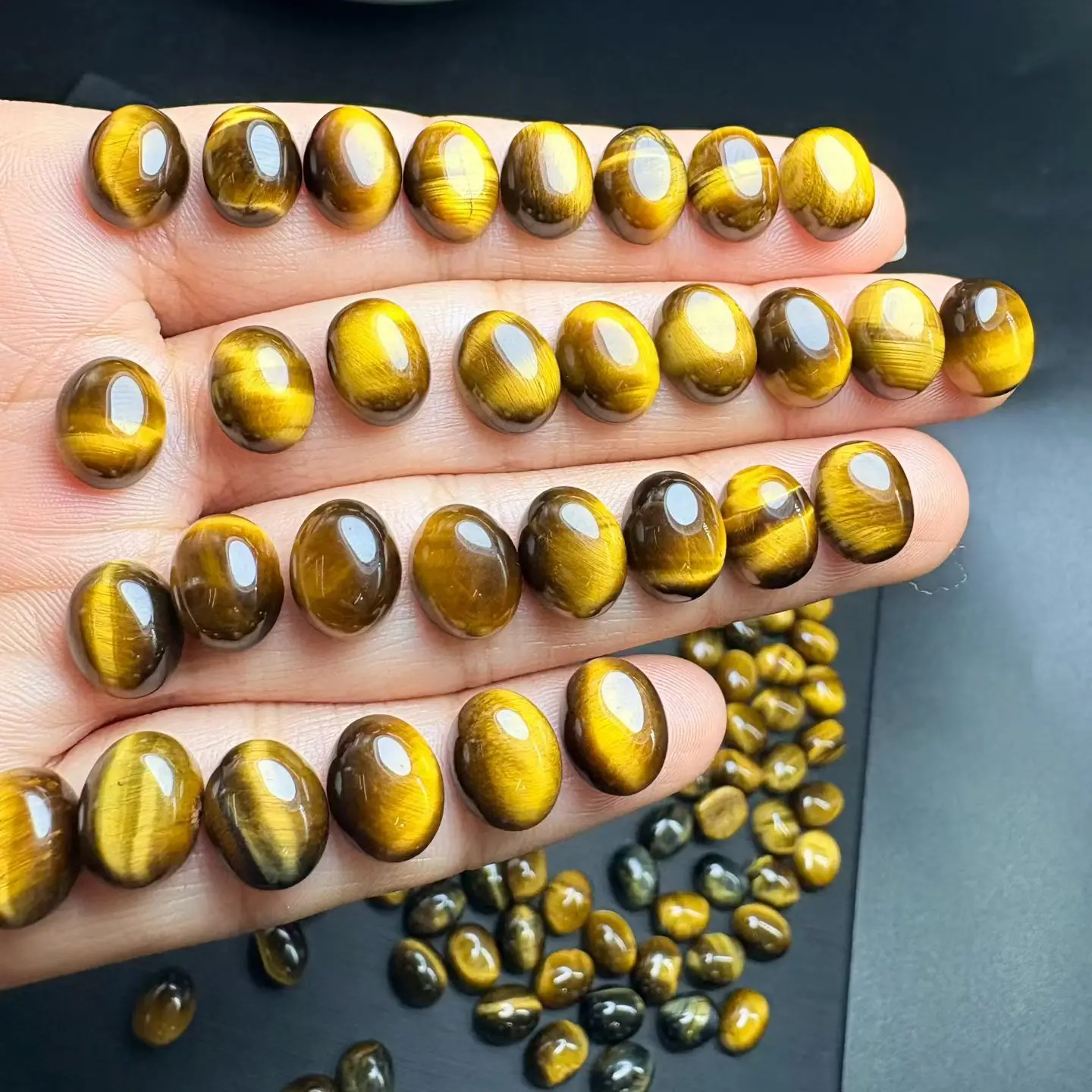 

1 Pc Fengbaowu Natural Stone Yellow Tiger Eye Oval Cabochon 8x10MM DIY Ring Pendant High Quality Jewelry Gift