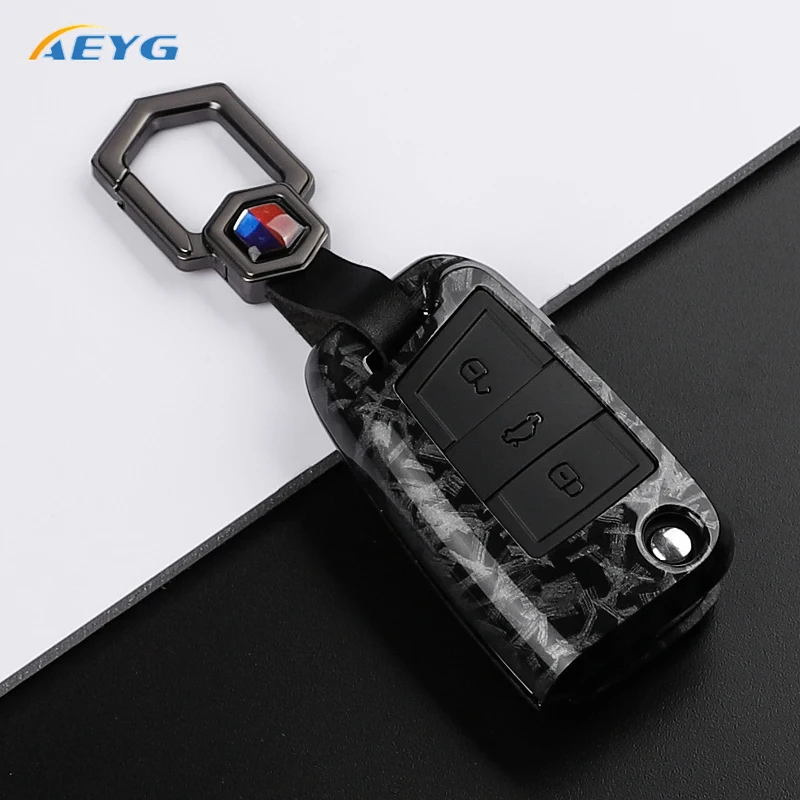 ABS Carbon Fiber Car Key Case Cover For VW Volkswagen Golf 7 MK7 Tiguan MK2 SEAT Ateca Leon FR 2 Ibiza For Skoda Octavia A7