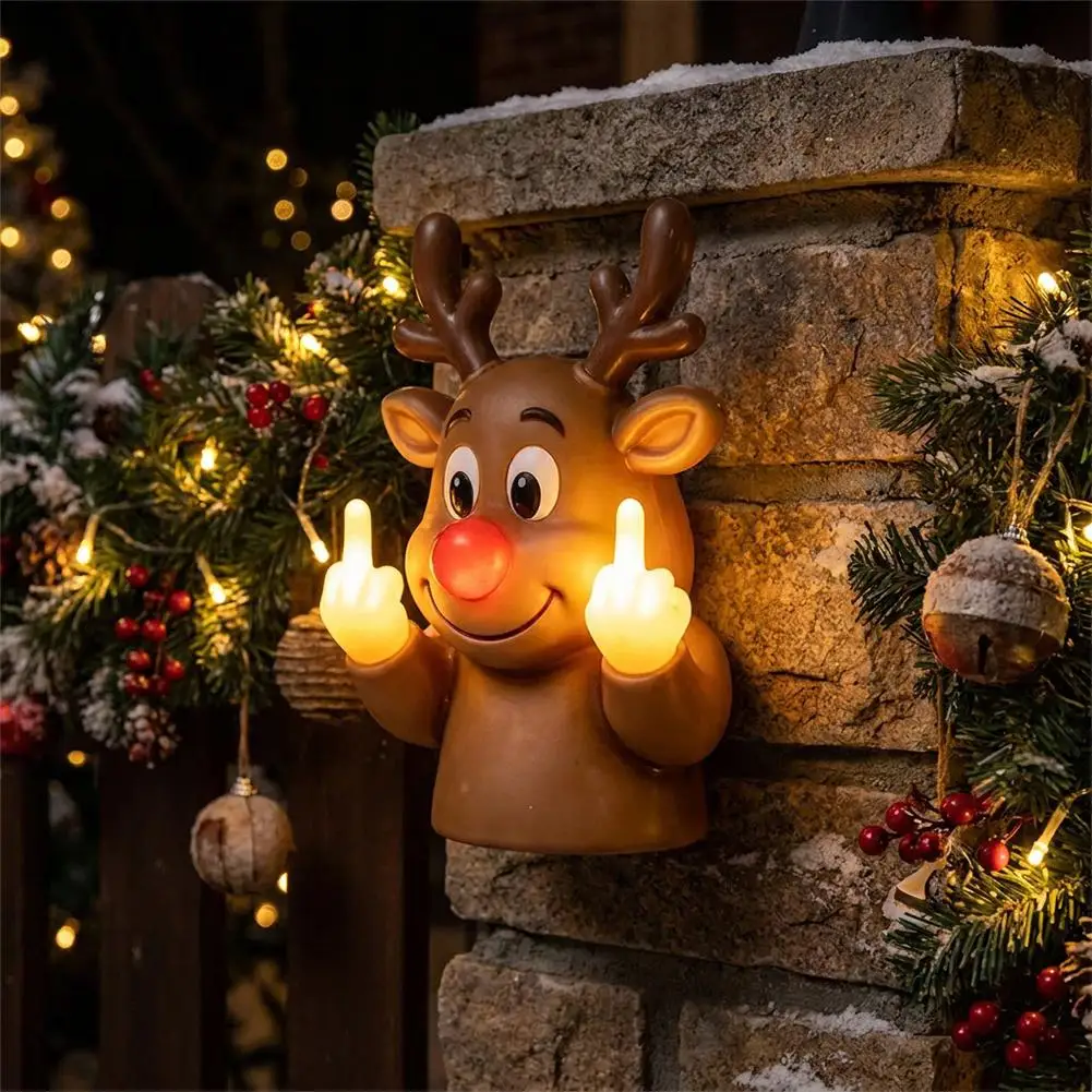Creative Funny Middle Finger Elk Night Light Halloween Ghost Luminous Wall Decorative Lamp New Outdoor Courtyard Atmosphere Lamp