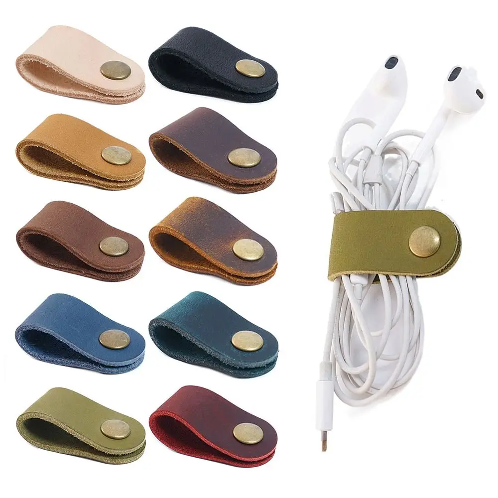 Leather Cable Winder Charger Cable Protector Cord Organizer Mini Cable Management Earphone Cord Winder Cable