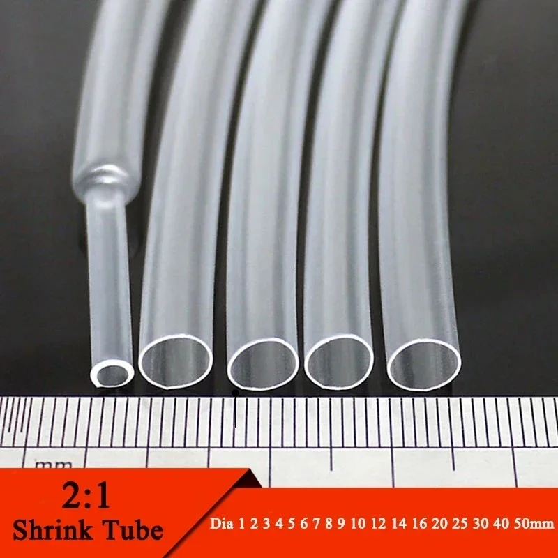 1-10Meter Clear Dia1 2 3 4 5 6 7 8 9 10 12 14 16 20 25 30 40 50mm Heat Shrink Tube 2:1 Polyolefin Thermal Cable Sleeve Insulated