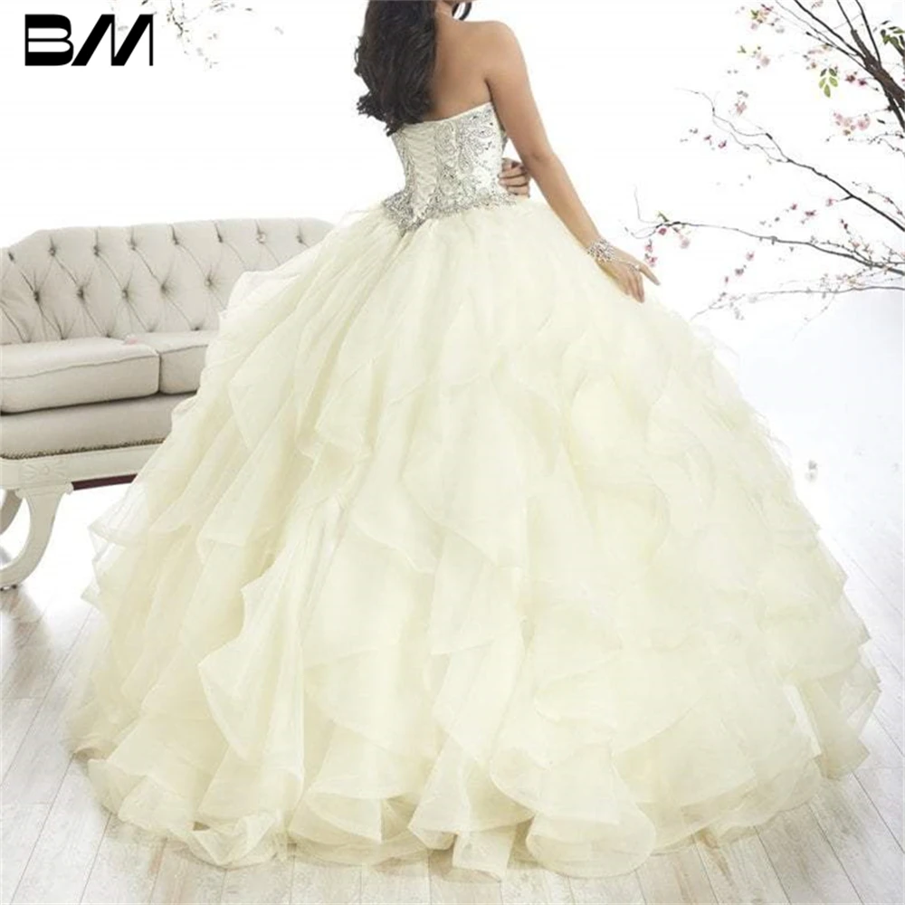 Crystal Sweetheart Corset Ballgown Sweetheart Tiered Quinceanera Dress 2024 Cocktail Dresses Vestidos De Baile