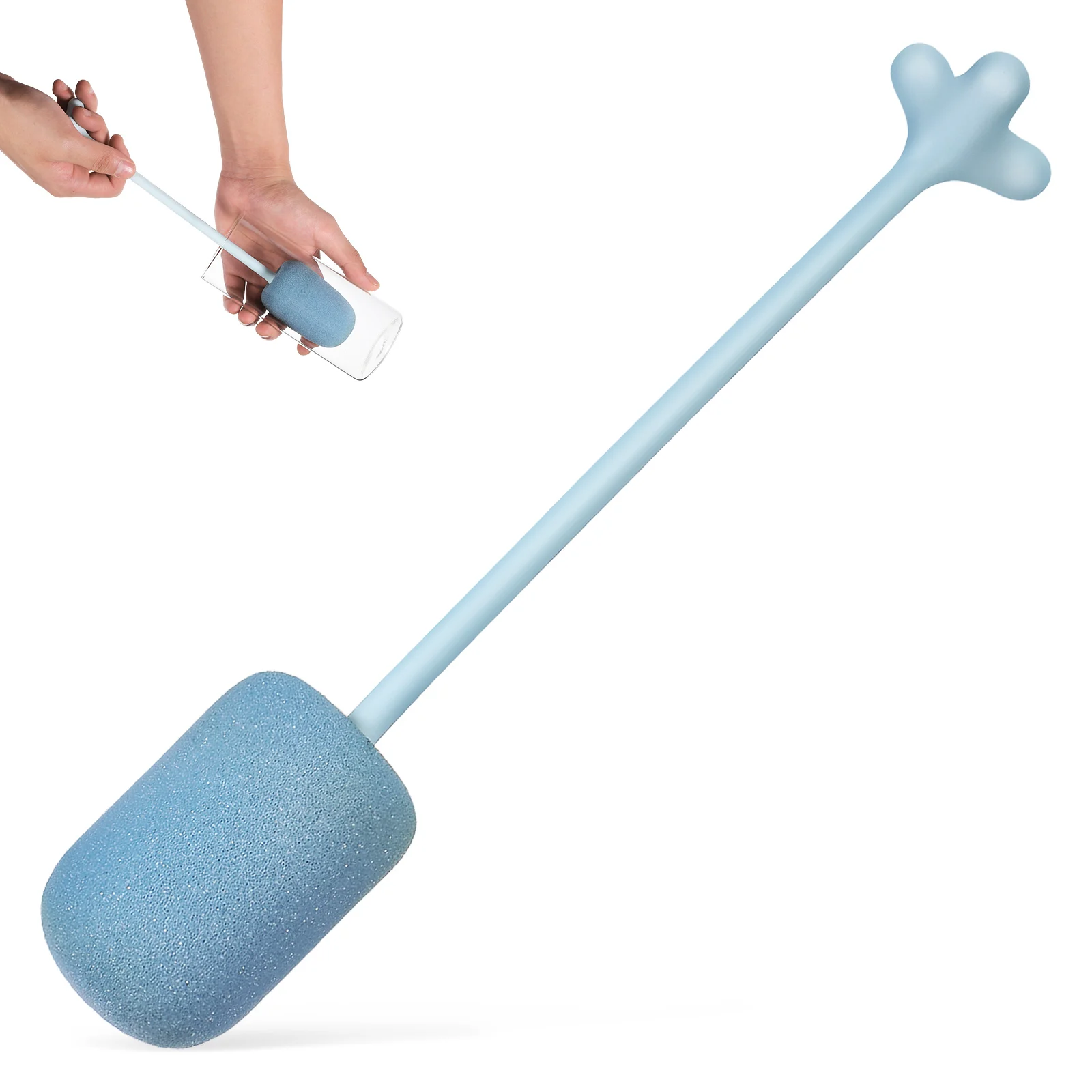 

1pcs 360° Rotating Sponge Bottle Brush Long Handle Frosted Handle Cup Mug Glass Bottle Carafe Cleaner Brush Kitchen Tool