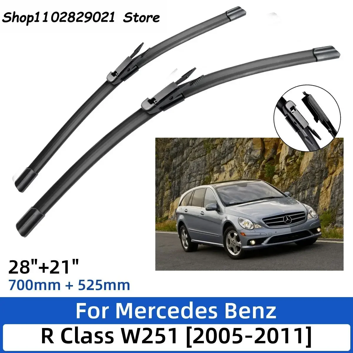 

2PCS For Mercedes Benz R Class W251 2005-2011 28"+21" Front Wiper Blades Windshield Windscreen Window Cutter Accessories