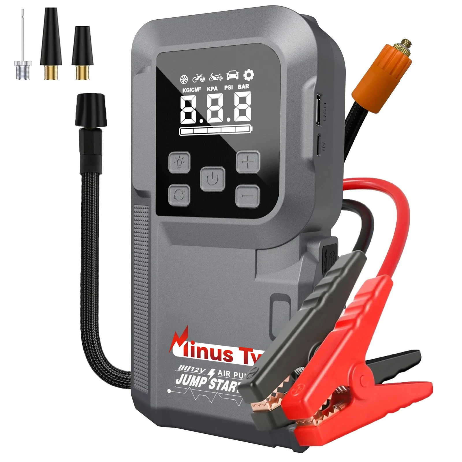 4-IN-1 Car Jump Starter with Air Compressor Auto Battery Booster 150PSI Air Pump Portable Power Bank Tire Inflator
