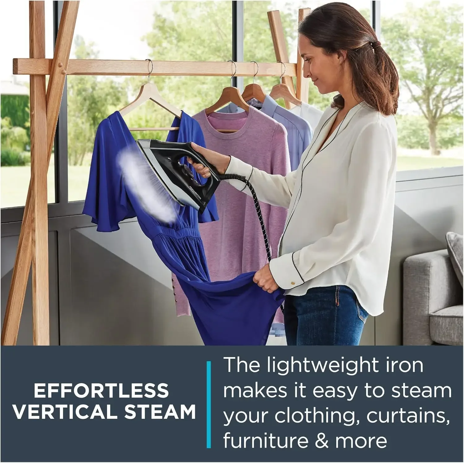 Compact Stainless Steel Soleplate Professional Steam Station for Clothes, 57 Ounce Removable Tank, Lightweight, Compact 1500 Wat