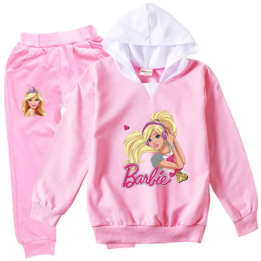 

MINISO - Barbie Little Girl Hoodies Kids Clothes Set Pullover Tracksuit Jogging Girls Sweatshirts Set 2 Pieces