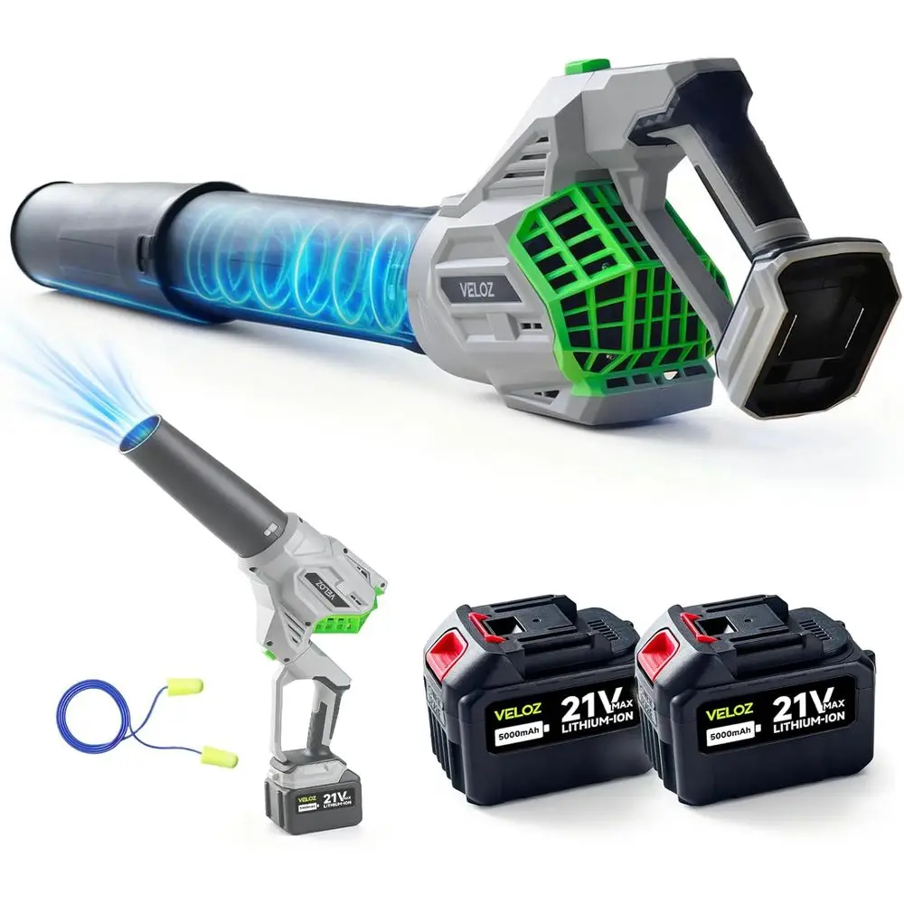 

180 ° Аккумуляторная электрическая воздуходувка для листьев Transformable с 2 аккумуляторами емкостью 5,0 Ач и зарядным устройством, ручные воздуходувки для листьев для ухода за газоном, 4 скорости