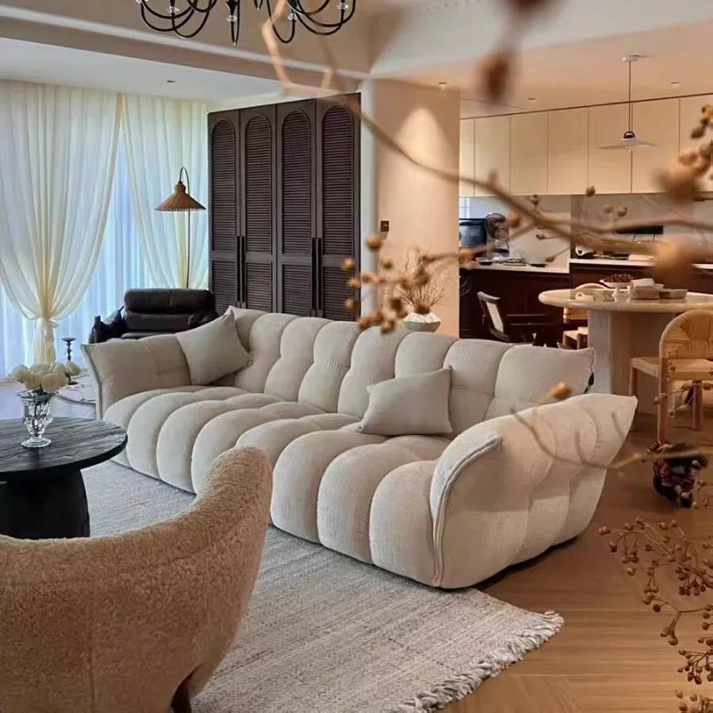 Light French retro cream wind snow Neil velvet fabric petal sofa