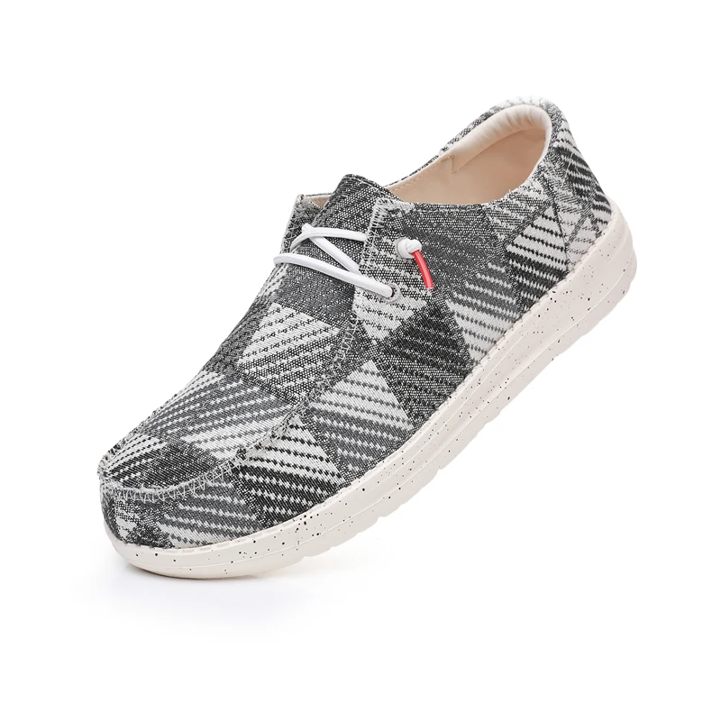 Trend Plaid Linen Men's Casual Shoes Summer Canvas Breathable Lighweight Flat Shoes Men Fashion Comfortable Slip-on Loafers Men