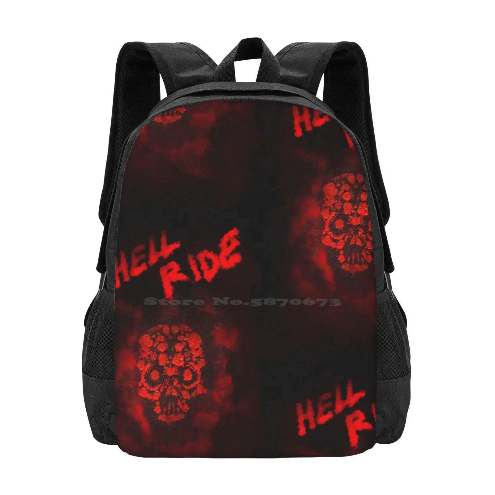 Hell Ride Pattern Design Bag Student'S Backpack Hell Devil Diabolical Holiday Halloween