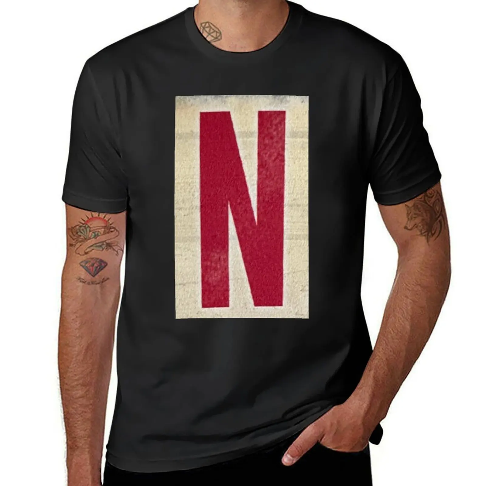 Letter N Metal Sign T-Shirt customs new edition funny t shirts for men