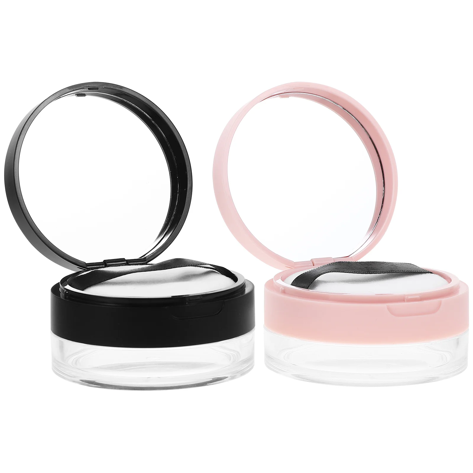 

2 Pcs Compact Portable Elastic Mesh Powder Box Travel Loose Puffs Plastic Empty Makeup Containers