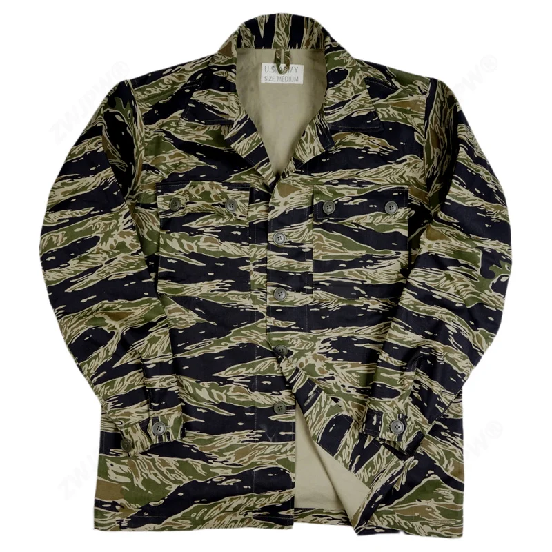 USMC Vietnam War US Army Tiger Stripe Camo DulJacket, TCU, Y-Twill Vintage DulClothing, Tigerstripe, CamSolomon