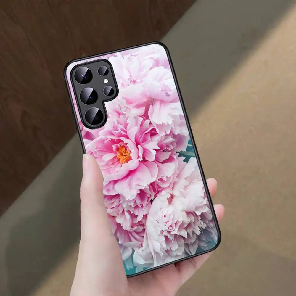 Funda de teléfono estética rosa Floral peonía flor para Samsung S25 S23 S24 FE S22 S20 S21 S10 S9 Plus lite Ultra FE S30 Note 20 10