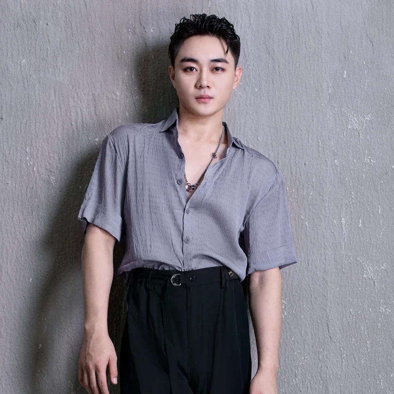 5 Colors Latin Dance Shirts Men'S Training Top Latin Dance Tops Ballroom Performance Dancing Clothes Practice Costumes SL7678