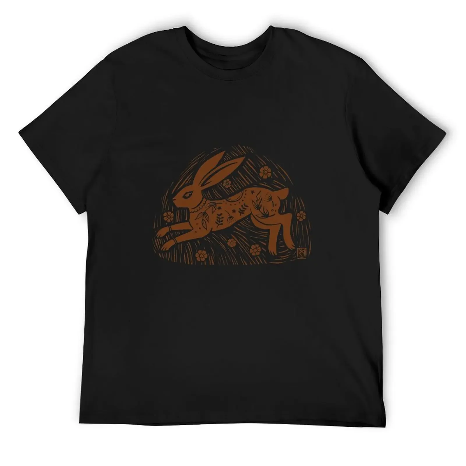 Brown Hare Among the Flowers T-Shirt summer tops boys whites mens t shirts