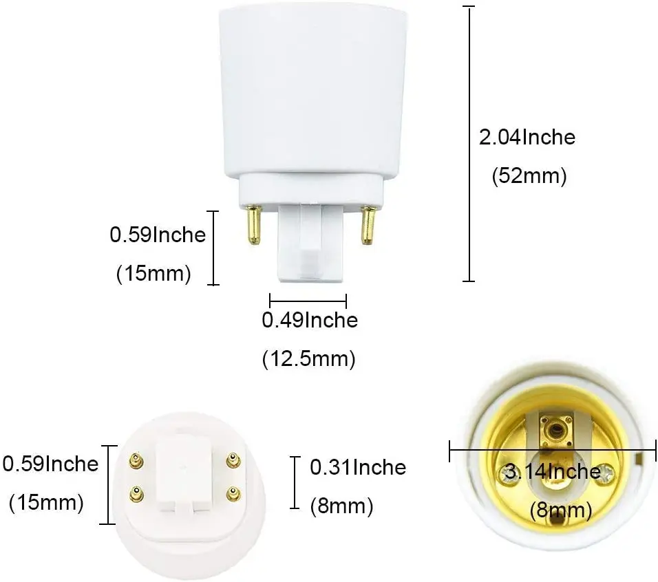 G24 to E27 Adapter G24Q 4P Pin to E27 E26 Lamp Light Bulb Lamp Adapter Converter Holder Lamp Base Converter