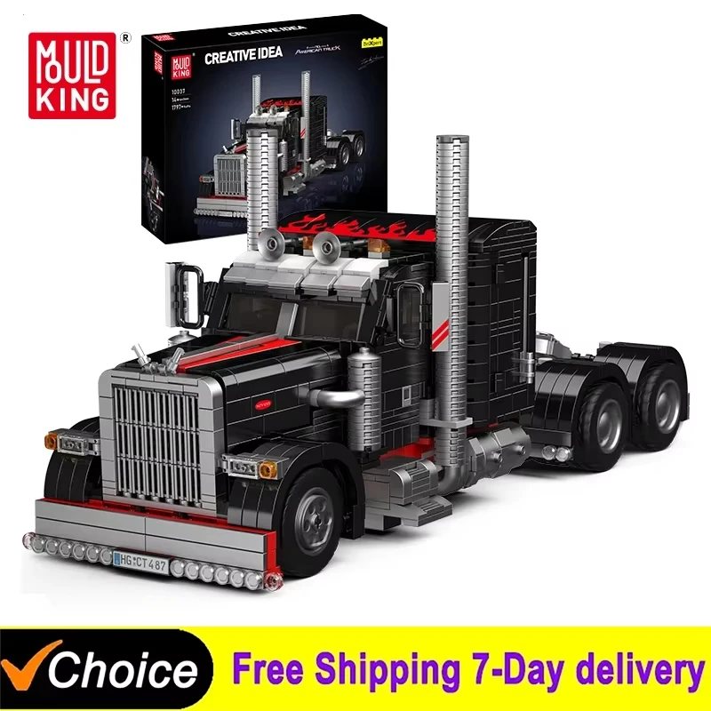 

DIY 1797 шт. технический американский грузовик строительные блоки кирпичи Mold King 10037 сборка моделей игрушки для детей подарочный набор для детей