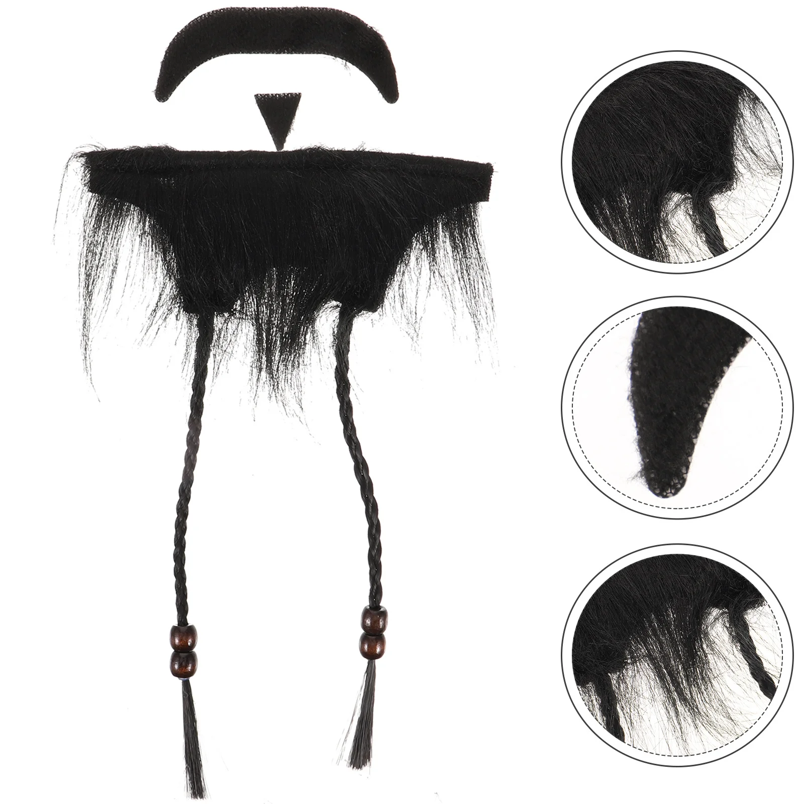 1Set Pirate Beard Accessories Fake Beard Kit for Cosplay Men with False Mustache Chin Braid Realistic Decorative Costume Party