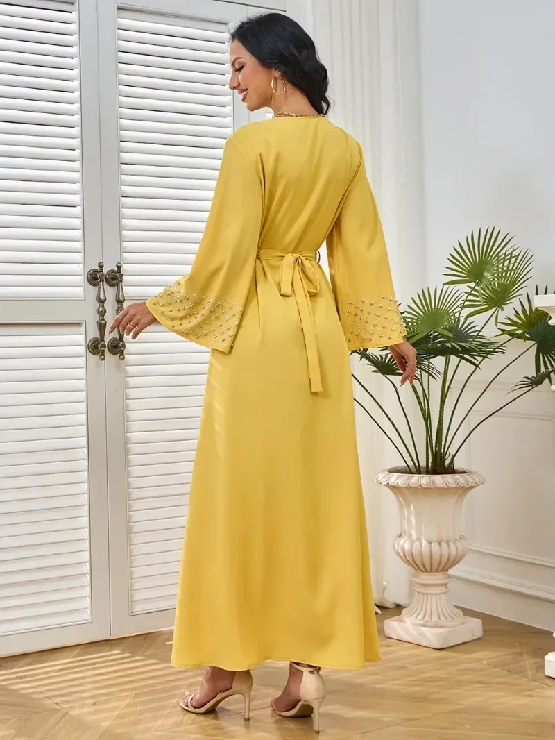 Moroccan Caftan for Women Party Long Robe Jalabiya Ramadan Eid Muslim Dresses Sashes Dubai Abayas Islam Kaftan Saudi Vestidos