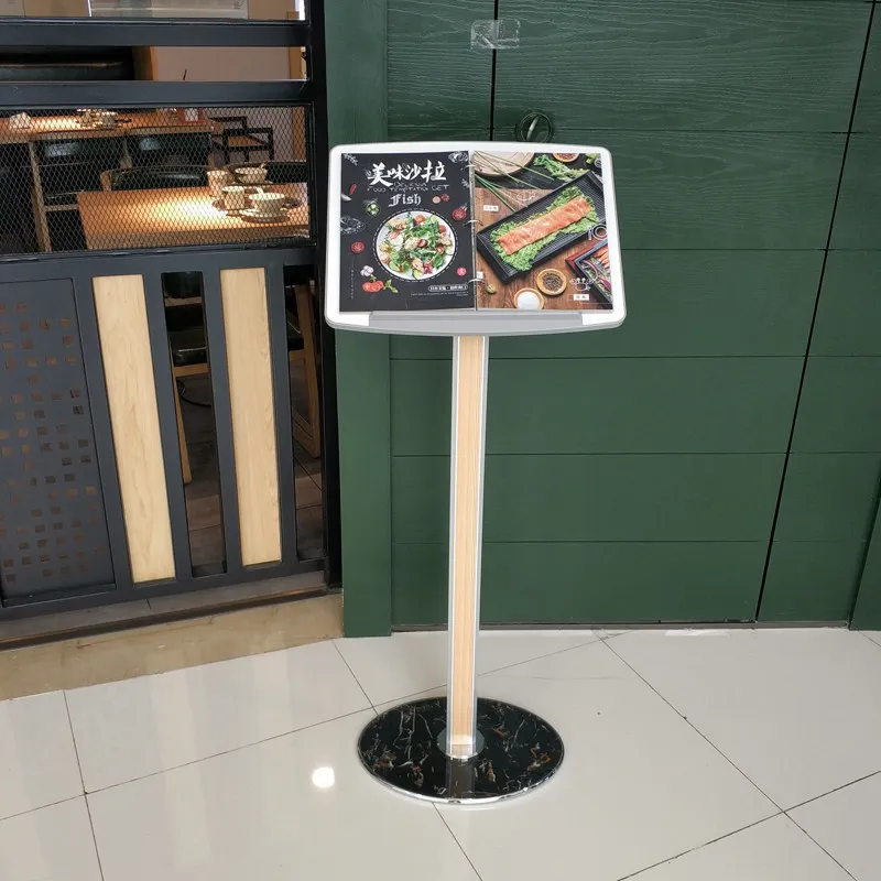 Restaurant entrance vertical floor-to-ceiling turning menu menu display rack Sales department loose-leaf document contract infor