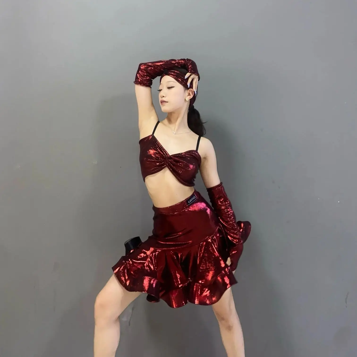 Latin Dance Kostüme Für Frauen Split Anzug Strap Weste Rock Praxis Kleidung Samba Chacha Latin Dance Performance Tragen DN21196