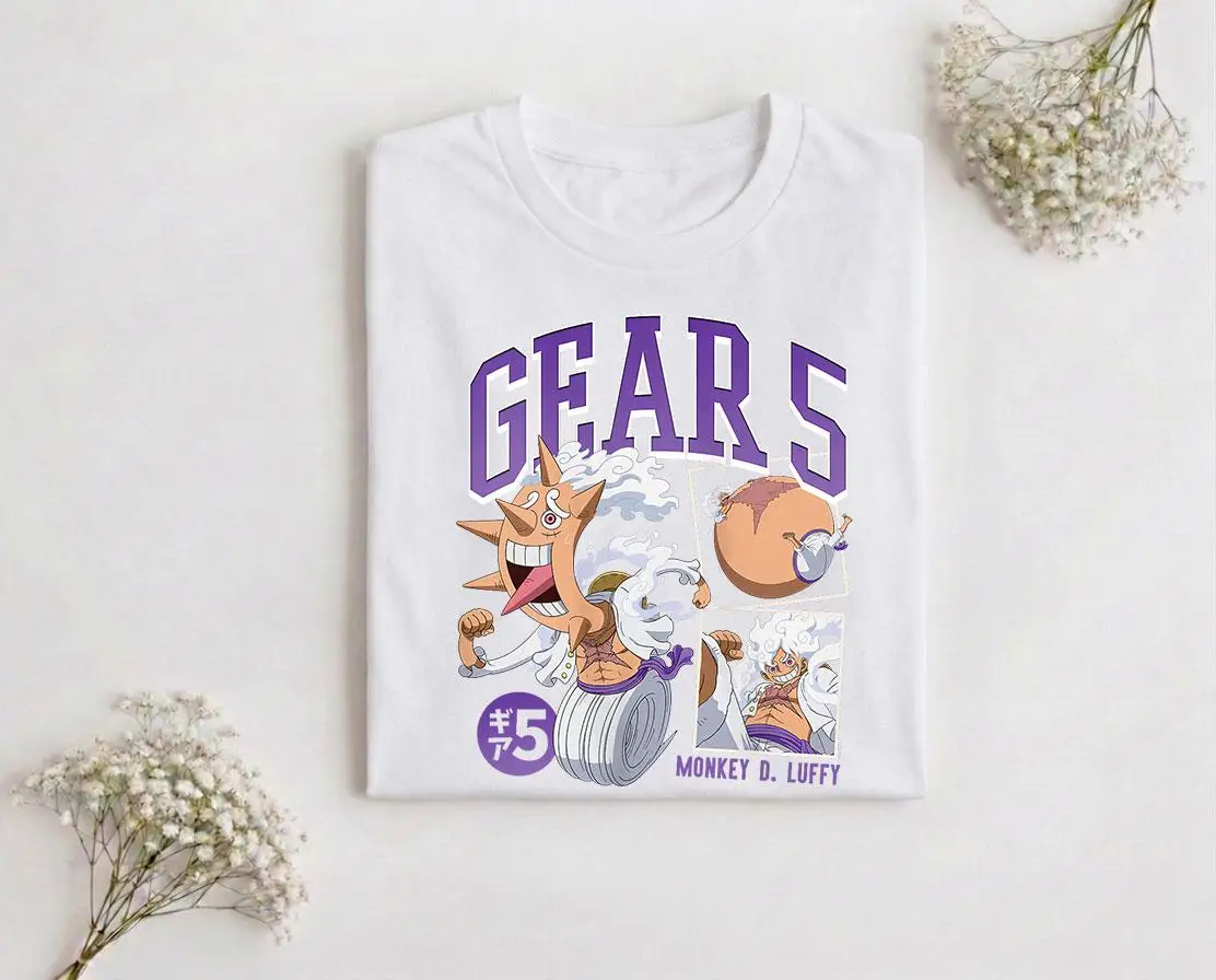 Relaxing and Comfortable One Piece Shirt One Piece Anime Monkey D Luffy Gear 5 Poses Shirt 2026 New Cotton Summer Tshirt for Men