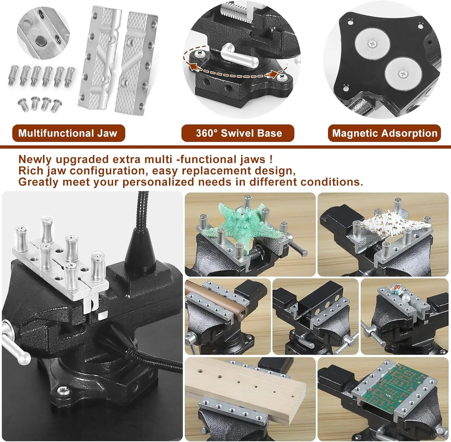 netic Helping Hands Soldering Third Hand With Heavy Duty Metal Workbench Vise, Pcb Circuit Board Holder With 5X Magnifying