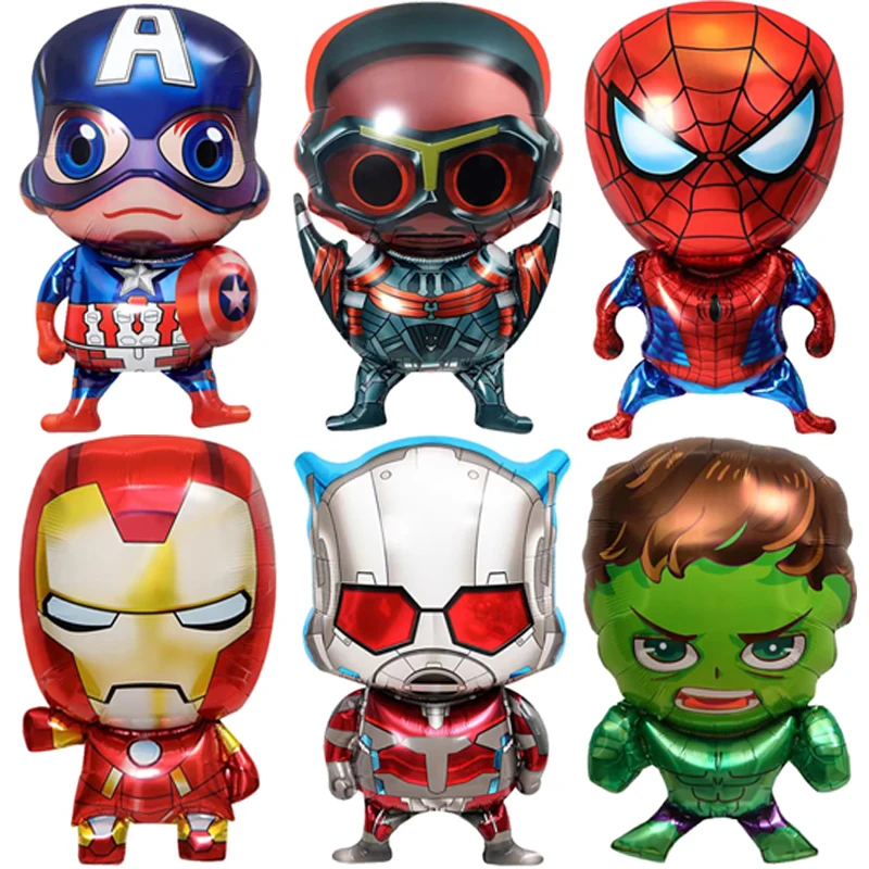 Disney Cartoon Marvel Avengers Superhero Balloon Spiderman Iron Man Hulk Shape Aluminum Foil Balloon Baby Shower Globos