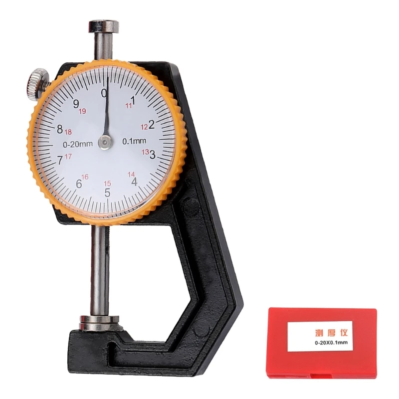 Thickness Gauge 0-20mm Ranges Dials for Jewelers Technicians Leather and Cloth Measurement with 0.1mm Accuracy 40JE