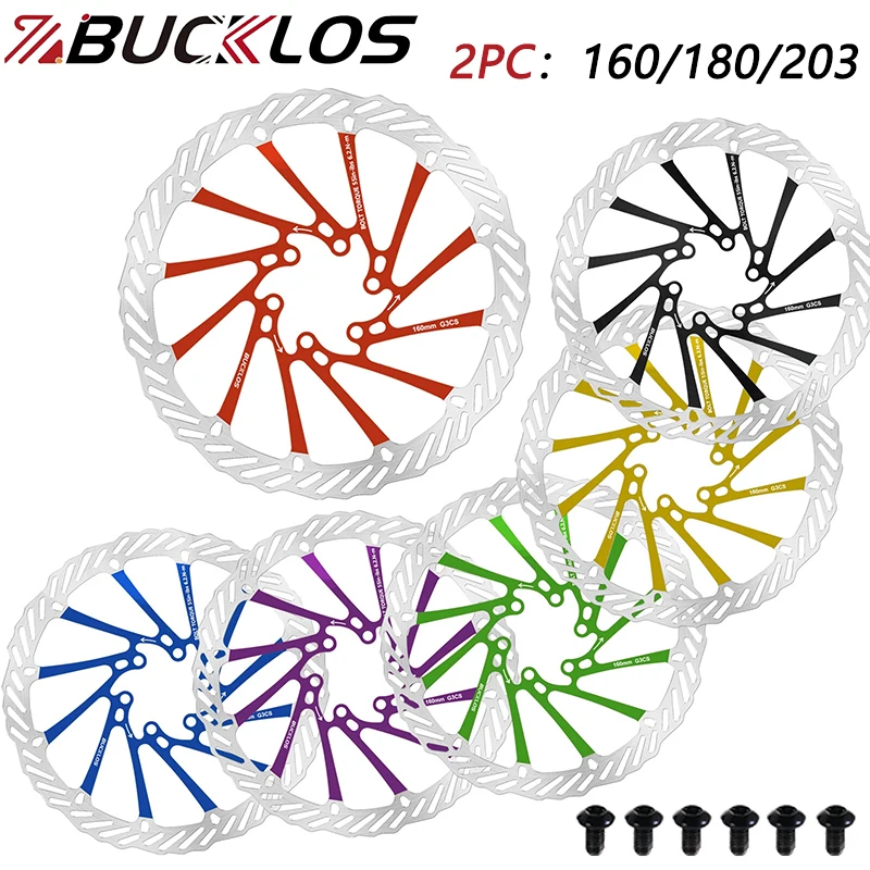 

2Pc Bucklos Bicycle Disc Brake Rotor 160/180/203Mm Bike Brake Disc Heat Dissipation Bike Hydraulic Brakes Rotors Road Mtb Rotors