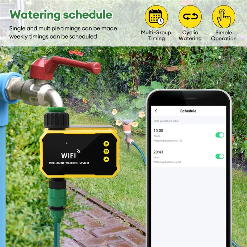

YWDZ-Household WIFI Solar Irrigation Timer Smart APP Control Automatic Irrigation System Outdoor Water Timer Garden Tool