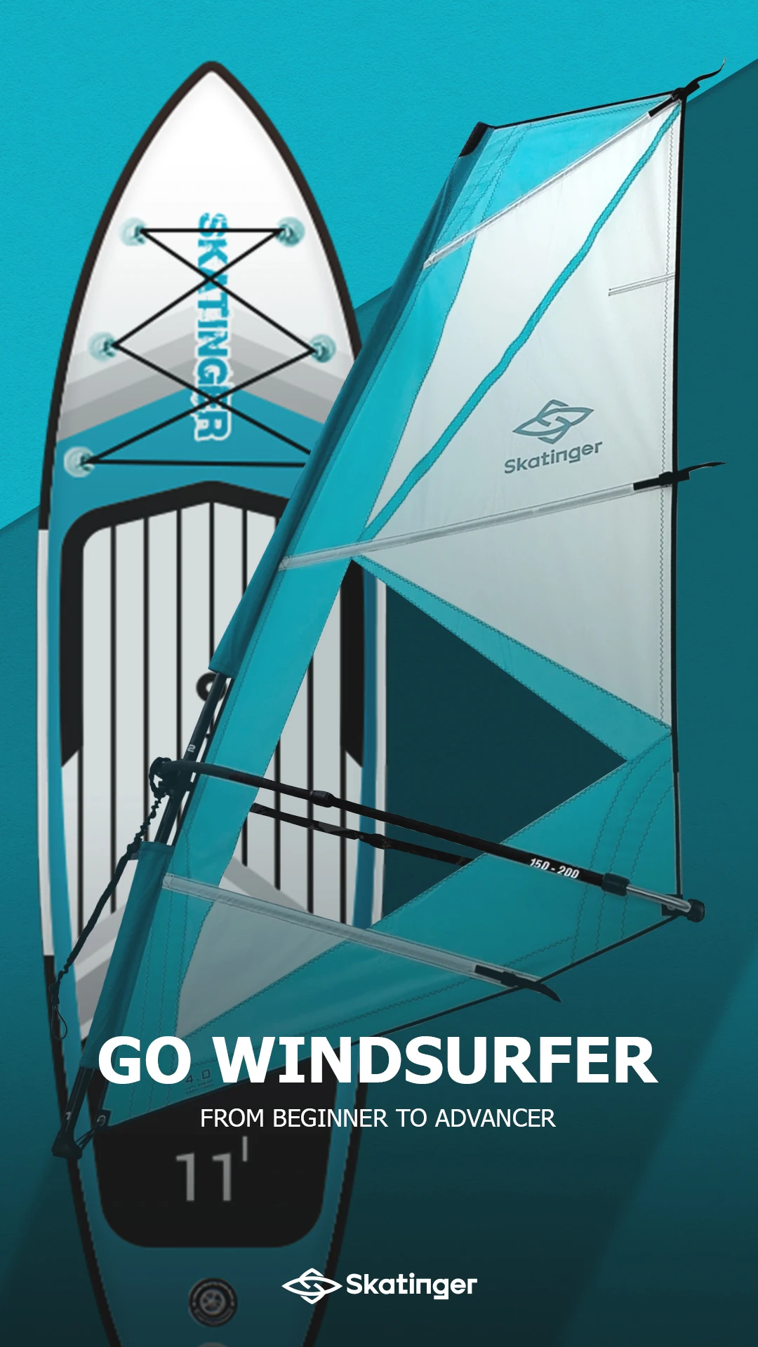 Skatinger  Dropshipping Windsurfing Board Inflatable Wind sup Sail Hard Sail for Beginning