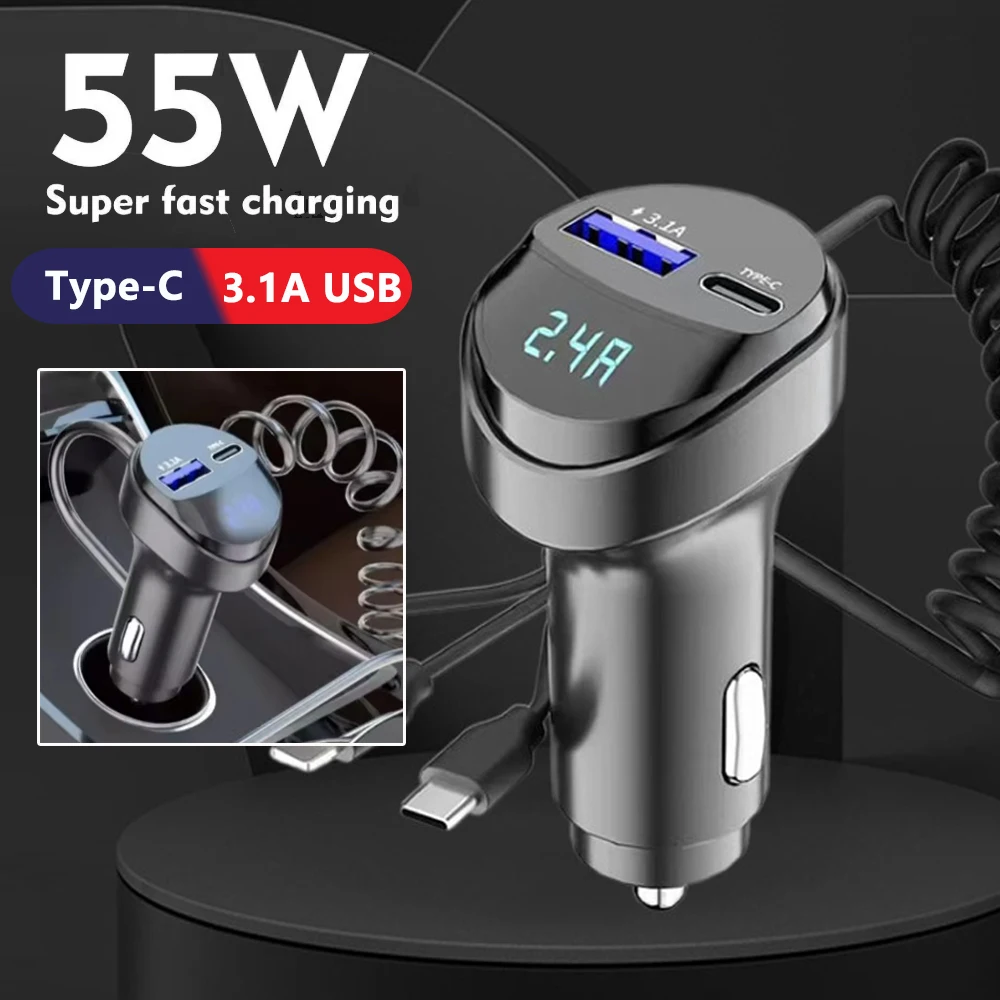 Car MP3 Player Fm Transmitter Wireless Bluetooth 5.0 Audio Receiver Car Kit Handfree Type-C USB Fast Charger for IPhone Huawei