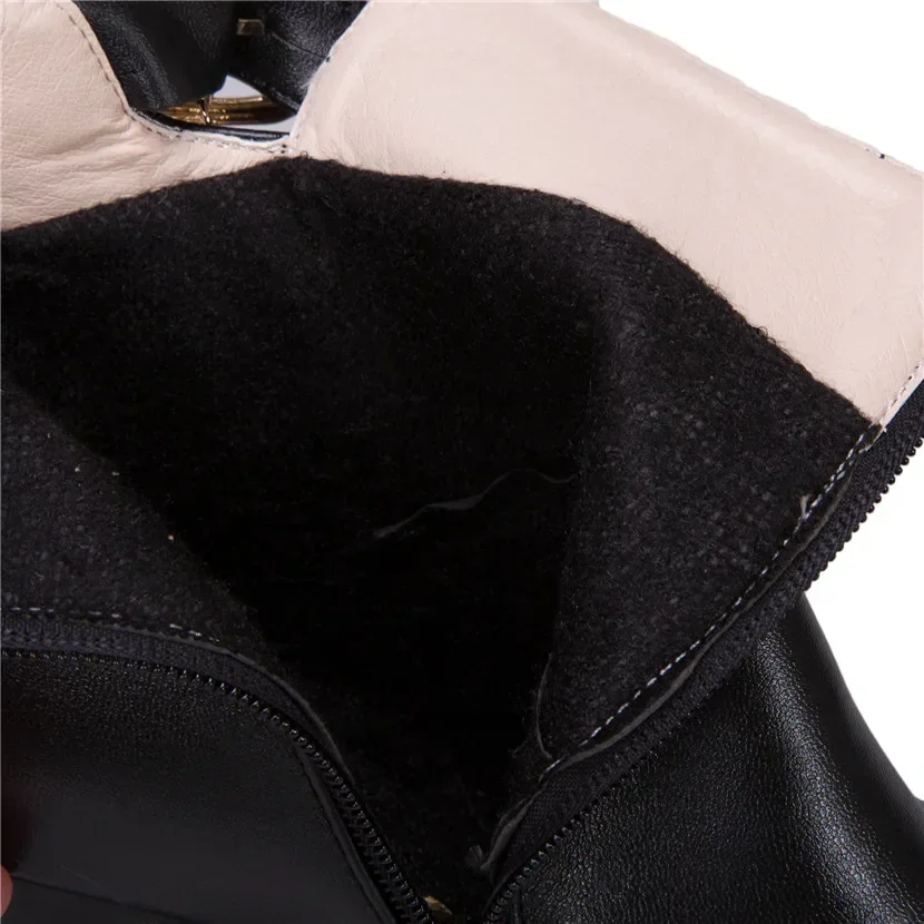 Big Size Ring Pandent Women Ankle Boots Red White High Thick Heel Office Dress Lady Round Toe Buckle Zipper Platform Short Boots view 6