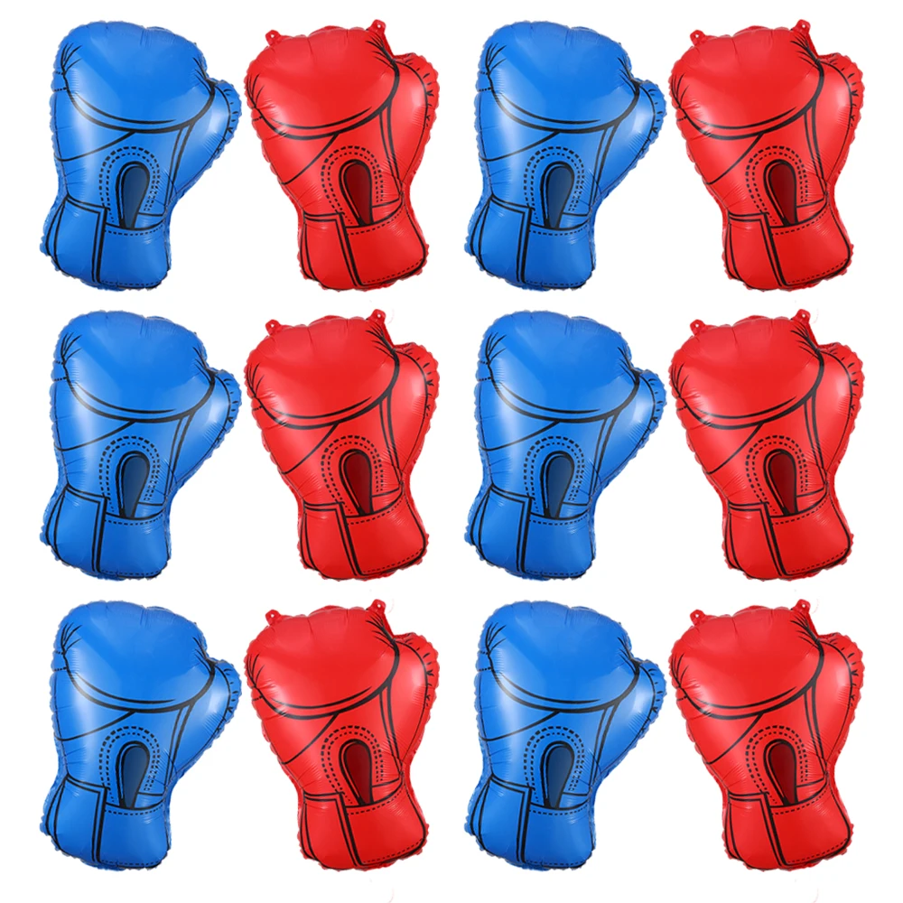 

2/4pcs Red Blue Boxing Gloves Foil Balloons Wrestling Balloon Round One Fight Night Sports Theme Boys Boxer Birthday Party Decor