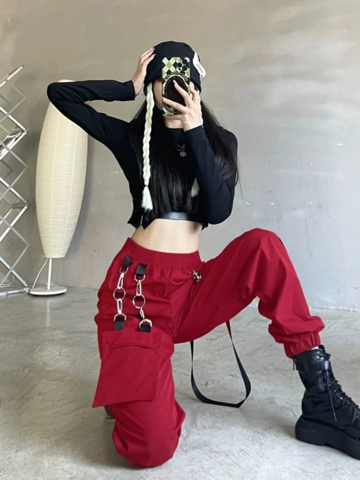 K Fem up Dance Performance Outfit Jazz Sle Bla Red Cisas Theme Cheerleader Ensemble Abiti per spettacoli teatrali