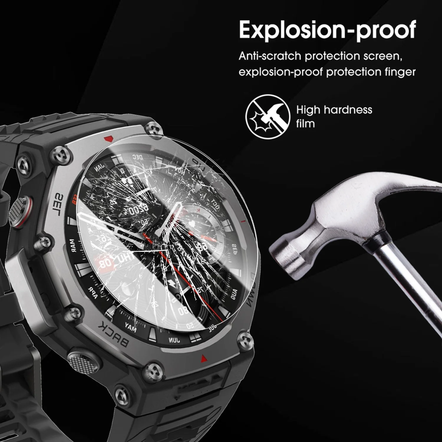 For Amazfit T-Rex 3 Pro Tempered Glass Screen Protectors with Auto-alignment Install Kit Smartwatch Films for Amazfit T-Rex 3Pro view 4