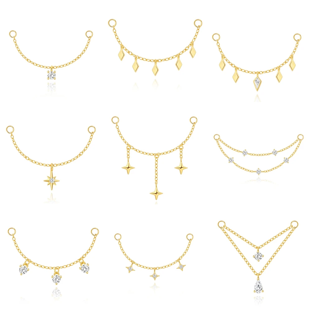 AIDE 1 Stück 925 Sterling Silber Ersatzteile Ketten Teil für Ohrstecker Piercing Creolen Tropfenohrring Damen Edlen Schmuck Geschenk – Detail 7