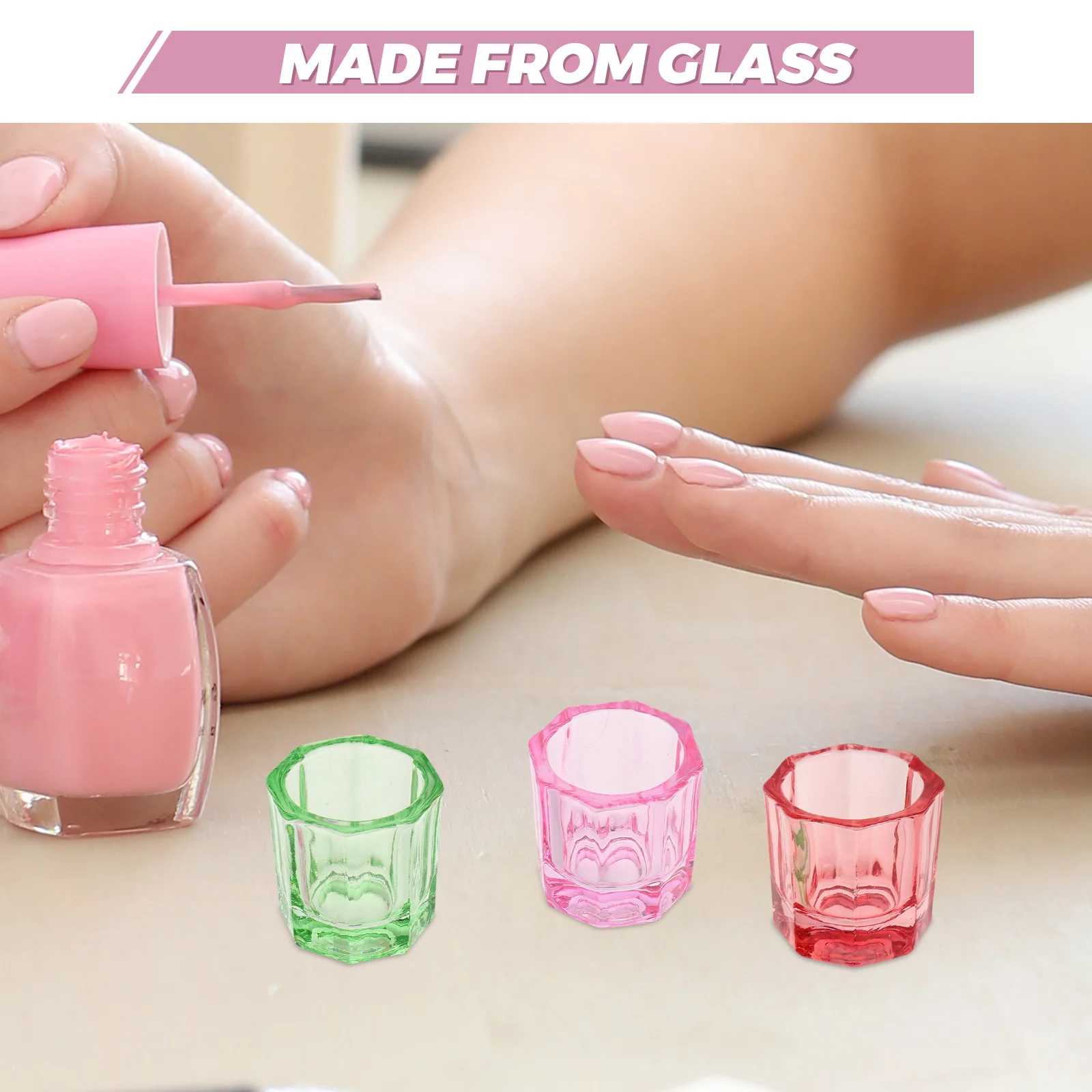 3Pcs Octagonal Glass Nail Dappen Dishes Crystal Bowls Nail Monomer Liquid Holders Powder Containers Acrylic Extension Supplies