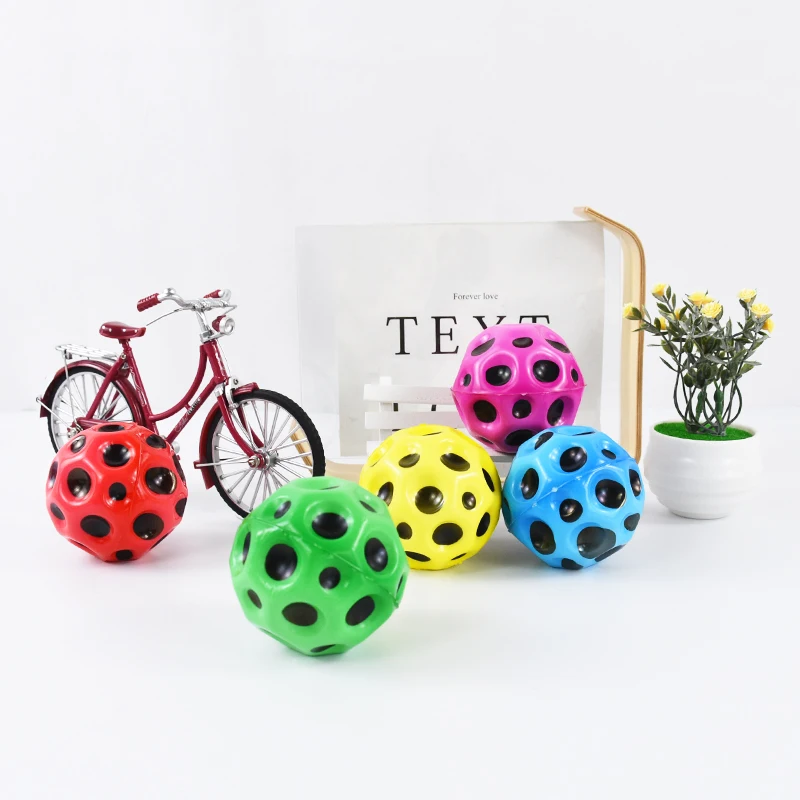 

Moon Shape Porous Soft Bouncy Balls Galaxy High Bouncing Balls Multi-hole Coral Sport Anti Stress Adult Kids Popping Sensory Toy