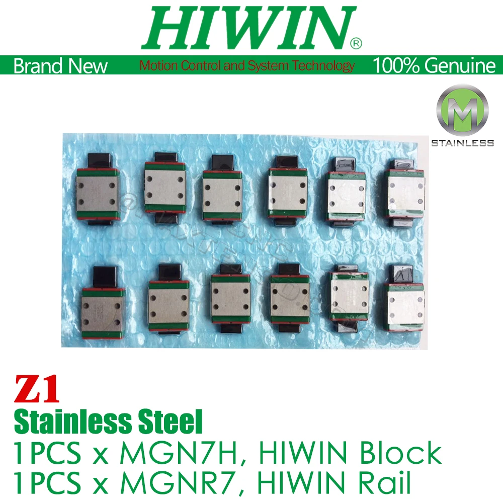 Genuine HIWIN MGN7H Z1 HIWIN MGN7 MGN7H Linear Rail 150 200 250 300 350 400mm Carriage HIWIN MGN7H Z1 Block Stainless Steel New