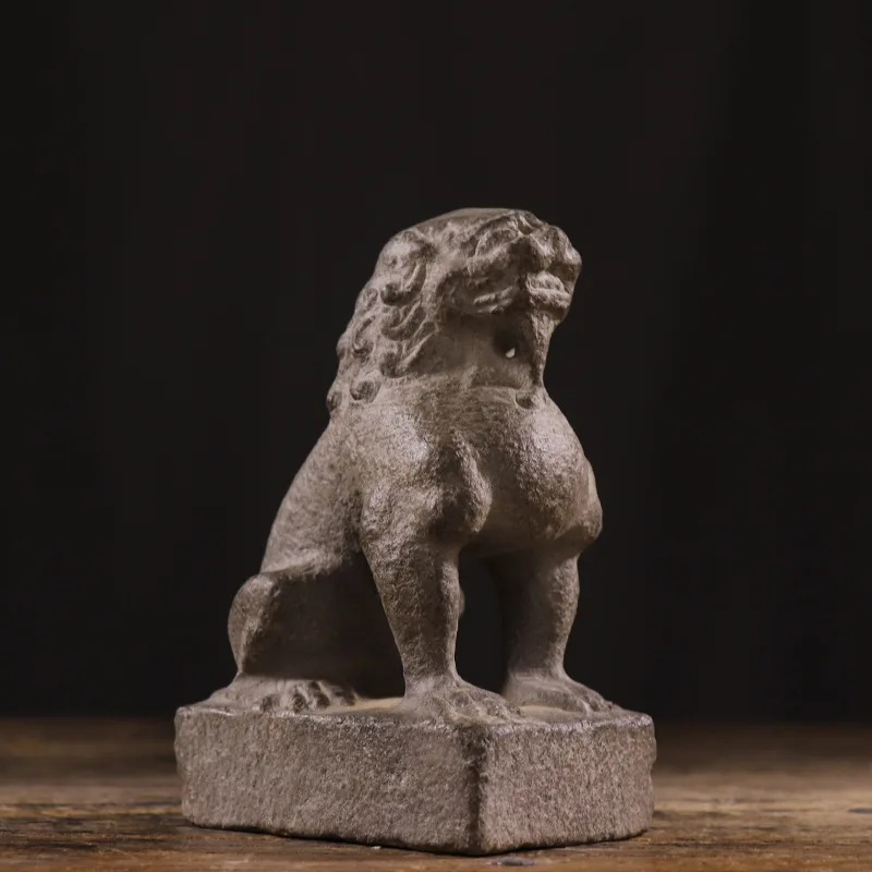 

Factory Wholesale Antique Stone Carving Shanxi Bluestone Folk Nostalgic Old Leather Stone Lion Chinese Retro Furnishings Decorat