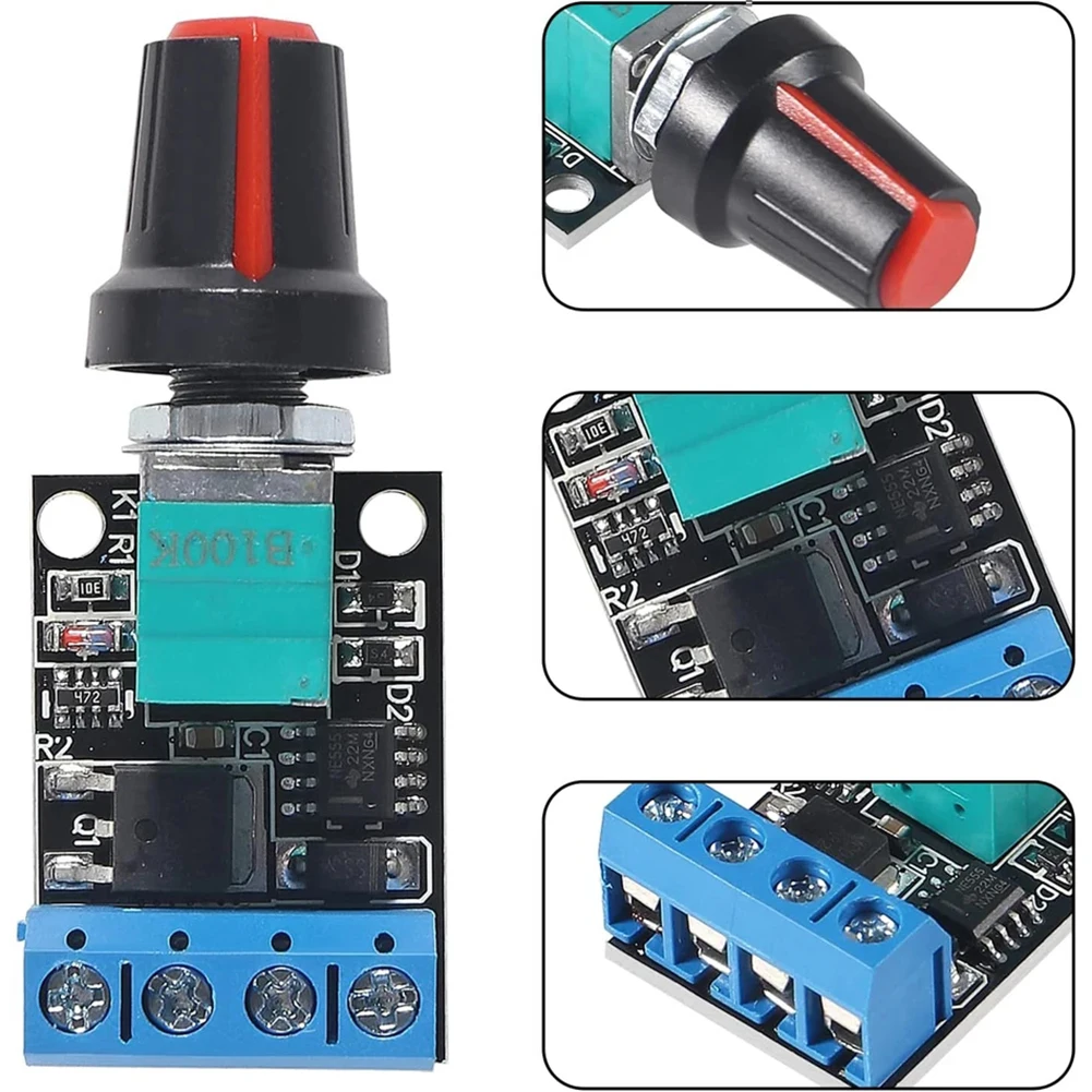 DC Motor Speed Controller 516V10A with LED Dimming Functionality Operating at Voltage 5V to 16V and Max Current 10A