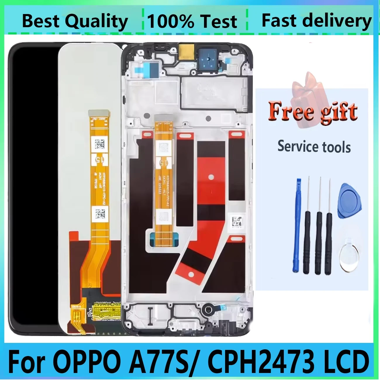 6.56“ Pantalla For Oppo A77S CPH2473 LCD DIsplay Full With Frame Screen Digitizer Assembly Replacement Repair Mobil Phone Parts